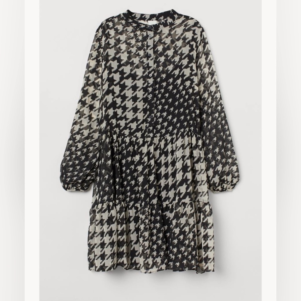 H&M Chiffon Dress, Houndstooth
